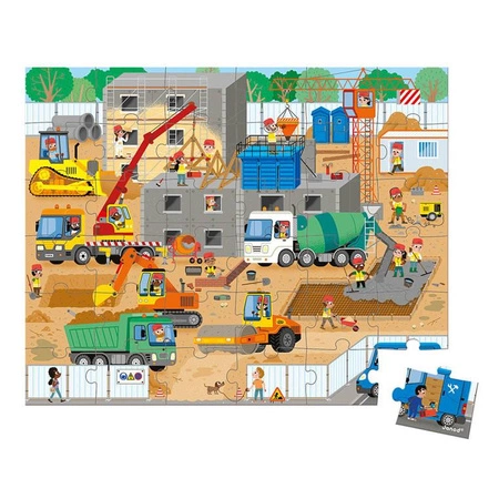 Puzzle w walizce Plac budowy 36 elementów 4+ Made in France, Janod
