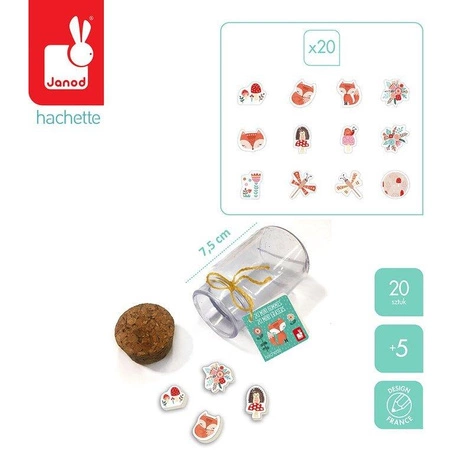 Zestaw 20 mini-gumek do ścierania w słoiczku Lisek / Jednorożec 5+, Janod