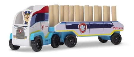 Ciężarówka z przyczepą klocki drewniane Psi Patrol ABC Melissa & Doug 33272 układanka na palikach