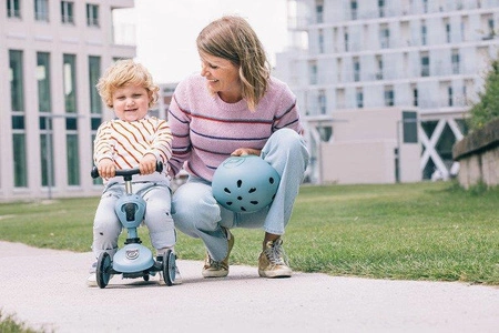 Zestaw Kask + SCOOTANDRIDE Highwaykick 1 2w1 Jeździk i hulajnoga 1-5 lat Steel