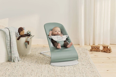 BABYBJORN - leżaczek BALANCE SOFT COTTON/JERSEY - Jasnoszałwiowy/Szary