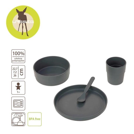 Lassig Komplet naczyń dla dzieci Uni anthracite