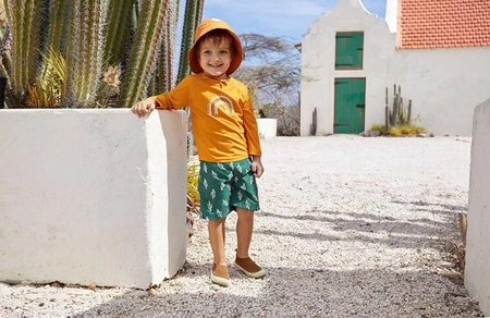 Lassig Koszulka do pływania z długim rękawem przeciwsłoneczna UV60 Splash & Fun Tęcza gold, rozm. 74/80