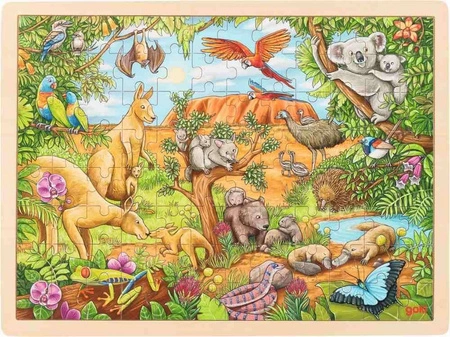 Puzzle drewniane Australijskie zwierzęta na tle Uluru 57441-Goki, układanki dla dzieci