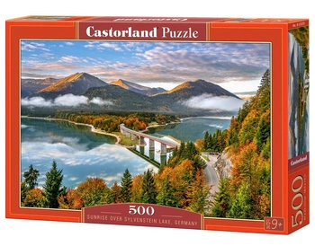 Puzzle 500 Wschód słońca nad jeziorem Sylvenstein Niemcy B-53353