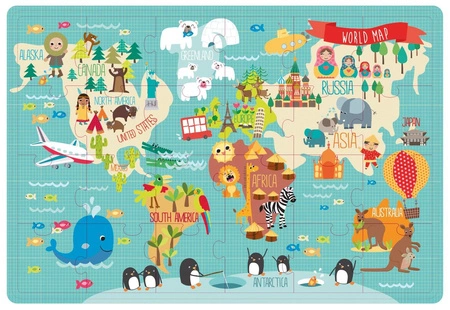 Puzzle XL Apli Kids - Mapa świata 3+