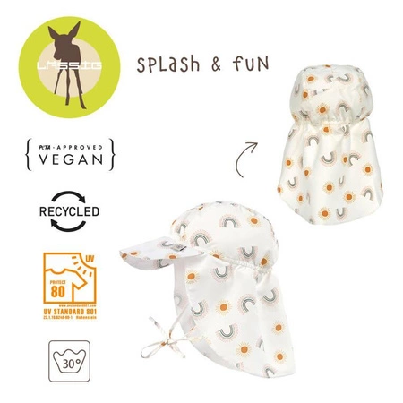 Lassig Czapka przeciwsłoneczna z daszkiem i osłoną karku UV80 Splash & Fun Tęcza nature, rozm. 50/51