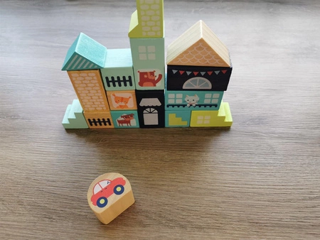 Drewniane klocki z woreczkiem Apli Kids - Miasto