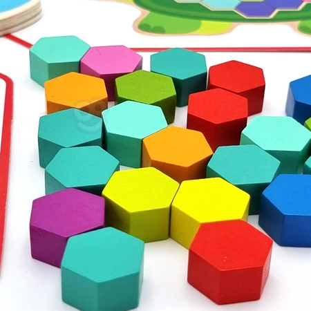 TOOKY TOY Drewniana Kolorowa Mozaika Układanka Żółw Ślimak