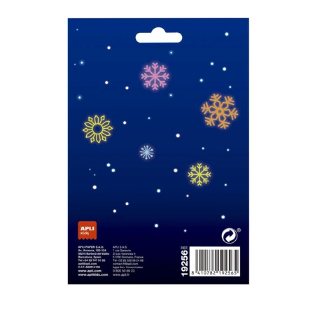 Fluorescencyjne naklejki Apli Kids - Płatki śniegu 12 sztuk