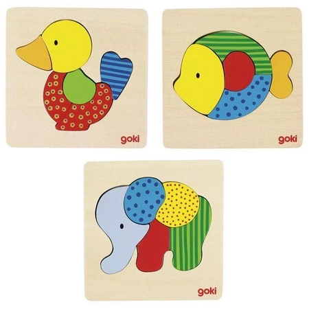 Zestaw puzzli  słoń, rybka, kaczka