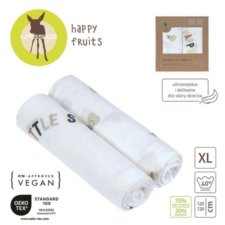 Lassig Bambusowy otulacz kocyk 120x120cm zestaw 2 szt. Happy Fruits Pear