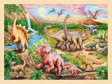 Puzzle drewniane Tropem Dinozaura 96 el. Goki 57348