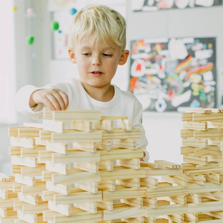 Klocki do budowania, deseczki z drewna naturalnego 200 sztuk Micki