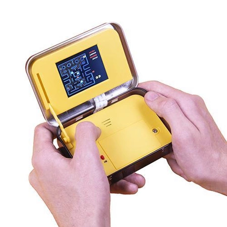 retro konsola Pac-man w ozdobnej puszce