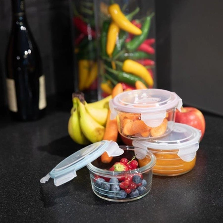 B-Szklane pojemniki 3 szt 280ml White-Grey- Pink