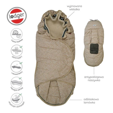 Lodger Wodoodporny zimowy śpiworek do wózka jasnobeżowy Taslon Birch