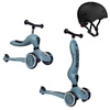 Zestaw SCOOTANDRIDE Highwaykick 1 2w1 Jeździk i hulajnoga 1-5 lat Steel + Kask XXS BLACK