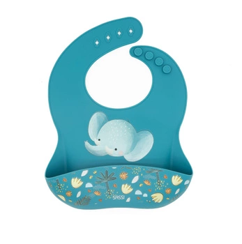 Śliniak silikonowy z kieszonką Słonik SASSI