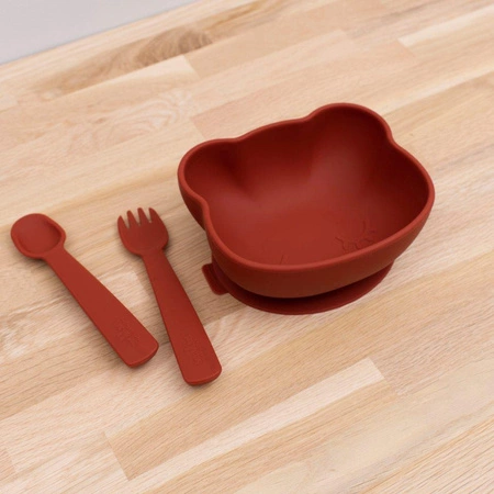 Zestaw sztućców w etui Miś We Might Be Tiny - Rust