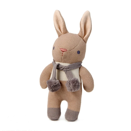 Grzechotka z bawełny organicznej GOTS, Taupe Bunny, ThreadBear Design
