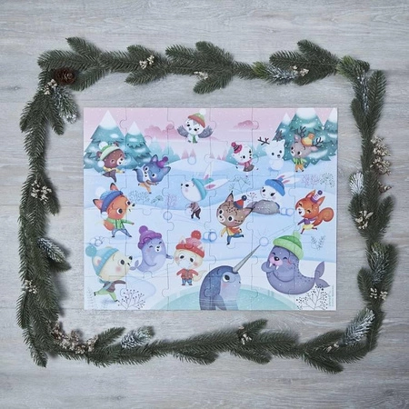 Puzzle w walizce Zabawa na śniegu 36 elementów 4+ Made in France, Janod