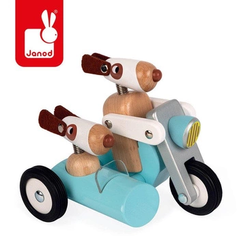 Drewniany motocykl z bocznym wózkiem w stylu retro Spirit Philip, Janod