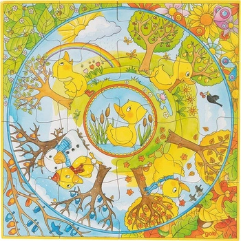 Puzzle XXL dla dzieci Rok z życia kaczuszki 57451-Goki, układanki drewniane