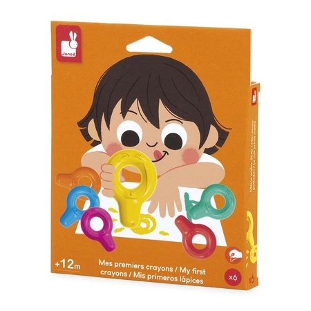 Janod Pierwsze kredki świecowe z uchwytem 6 kolorów 12m+