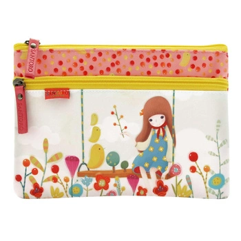 Płaska saszetka z dwoma suwakami - Kori Kumi - Three Little Birds