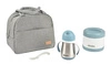 Beaba Zestaw podróżny w torbie izotermicznej: termos obiadowy ze stali nierdzewnej 500 ml, bidon termiczny ze słomką 250 ml i silikonowa łyżeczka 8m+ Windy Blue