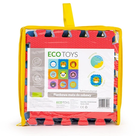 Mata piankowa EVA dla dzieci zwierzęta 90x90cm 9 el.