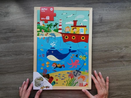 Drewniane puzzle w ramce Apli Kids - Ocean 4+