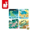 Puzzle progresywne w walizce Dinozaury 4 układanki – 6, 9, 12 i 16 elementów 3+, Janod