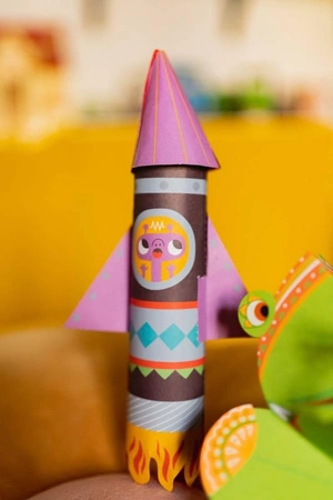 Zestaw kreatywny Papierowe rakiety z wyrzutnią 7+, Janod