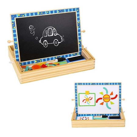 TOOKY TOY Tablica Magnetyczna Kredowa 2w1 Układanka Puzzle Kształty 117 el. Certyfikat FSC