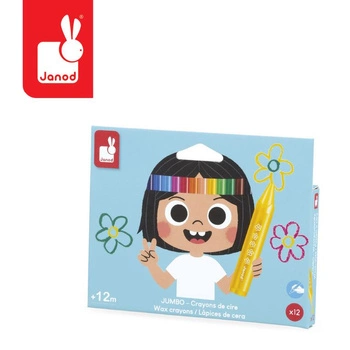 Janod Kredki woskowe 12 kolorów 12m+