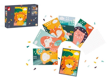 Układanka drewniana mozaika Zwierzątka 3+, Janod