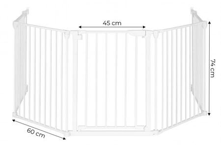 Bramka kojec barierka ochronna dla dzieci i zwierząt 5 paneli 60 cm metal biały ECOTOYS