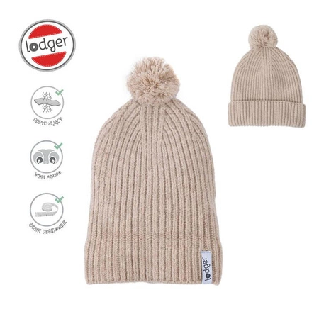 Lodger Czapeczka z wełny merino 100% beżowa Beige 6-12 m