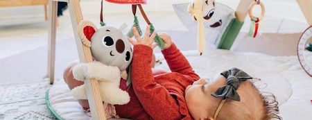 Gimnastyka/mata edukacyjna z drewnianym stojakiem - Boho Chic