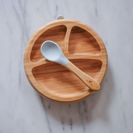 Avanchy Baby Bambusowy Talerz z Przyssawką i Przegródkami Blue