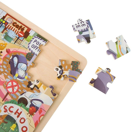 CLASSIC WORLD Drewniane Puzzle Miasto Zwierząt 48 el.