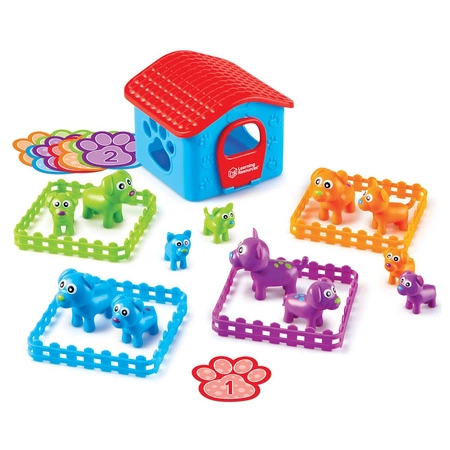 Sorter Pieski, Zestaw do nauki liczenia, kolorów i kształtów, 28 elementów