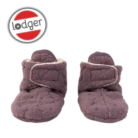 Lodger Polarowe buciki kapcie z antypoślizgową podeszwą wrzosowe Fleece Mauve 6-12 m