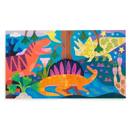 Mudpuppy Zestaw do wyklejania Naklejki holograficzne 200+ szt. z plakatem Kraina dinozaurów 4+