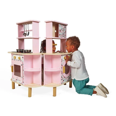 Dwustronna drewniana kuchnia Twist z 8 akcesoriami 3+, Janod