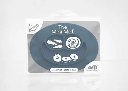 EZPZ Silikonowy talerzyk z podkładką mały 2w1 Mini Mat ciemny niebieski