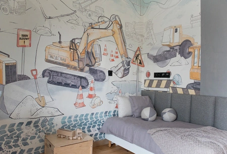 PLAC BUDOWY Mural - Mint - Tapeta Dla Chłopca Z Maszynami Budowlanymi Malumi