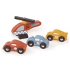 Drewniany garaż z samochodami i helikopterem, Tender Leaf Toys